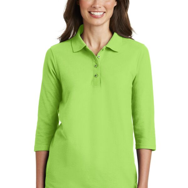 Ladies Silk Touch 3/4 Sleeve Polo Thumbnail